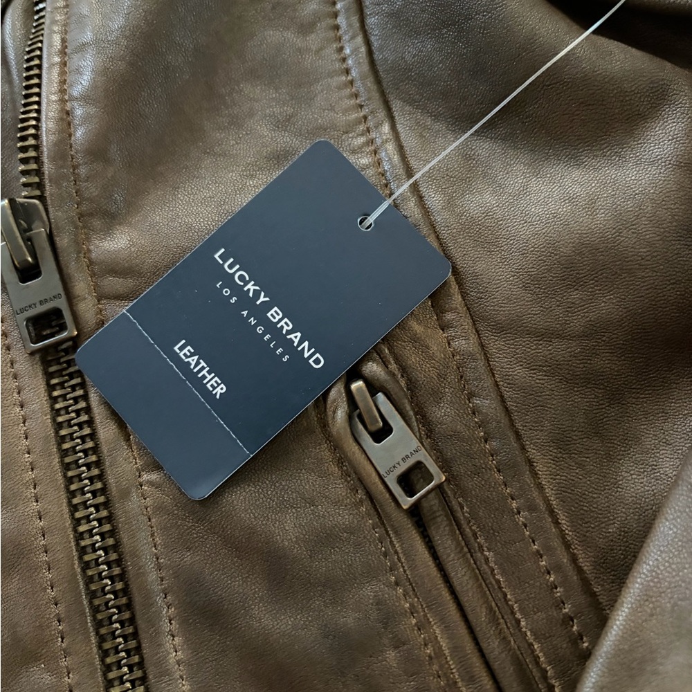 NWT Lucky Brand Brown Leather Jacket - Picture 4 of 11
